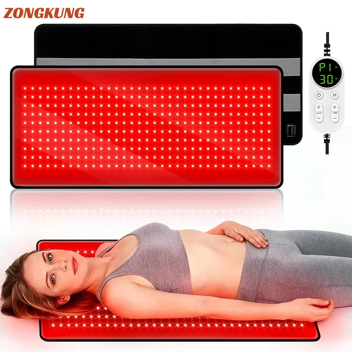 Red Light Therapy Mat for Body 330LEDs Red Light Therapy Pad 660nm&850nm Infrared Light Therapy for Shoulder Back Pain Relief