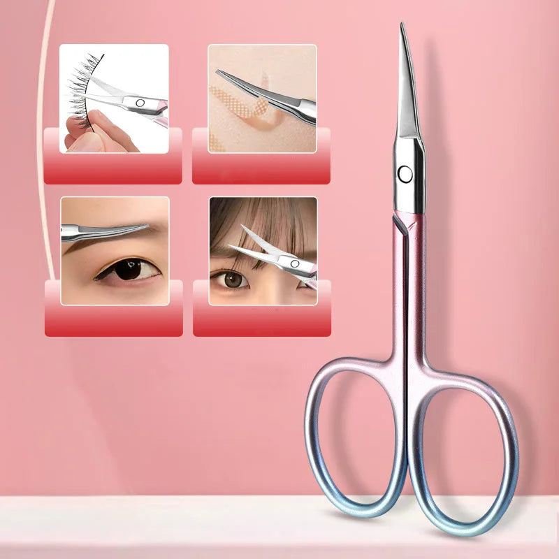 Precision Bending Stainless Steel Scissors - A Multifunctional Beauty Tool for Eyebrow and Makeup Care, with A Non Slip Grip Halalzen