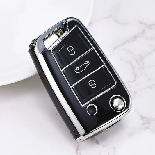 Car TPU Key Case Cover For VW Volkswagen Golf 7 MK7 Tiguan MK2 T-roc T-cross Skoda Octavia Kodiaq Karoq Seat Ateca Leon Fob