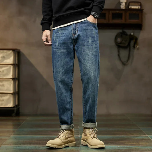 New Autumn and Winter Men's Jeans, High Quality, Comfortable, Versatile, Loose, Straight, Trendy Brand, Men's Harem Long Pants