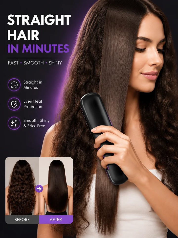 Hair Straightener Brush Fast Heating Anti Frizz Instant Salon Smooth Hair Styling Tool for Natural Black Woman Hair