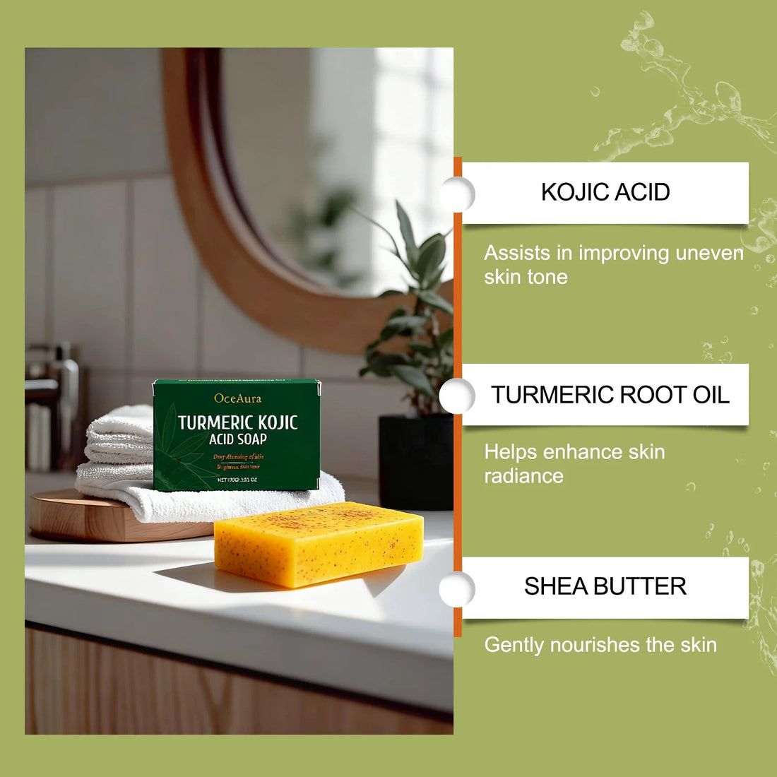 Turmeric And Kojic Acid Soap Deep Hydrating Brightening Skin Care Products Soft Smooth Body Cleaning Skin White Skin Soap 100g Halalzen
