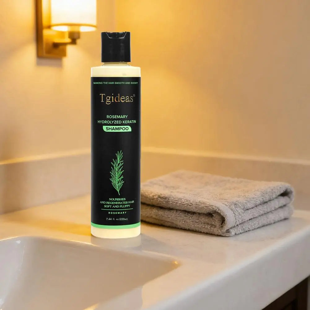 220ml Tgideas Natural Rosemary Hair Shampoo Organic Keratin Shampoo Silicone-Free Reduces Hair Loss Nourishes Scalp for Thicker