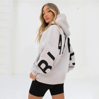 2025 New Women's Hoodie Autumn Winter Fashion Printed Thickened Versatile Long Sleeve Loose Women's Top