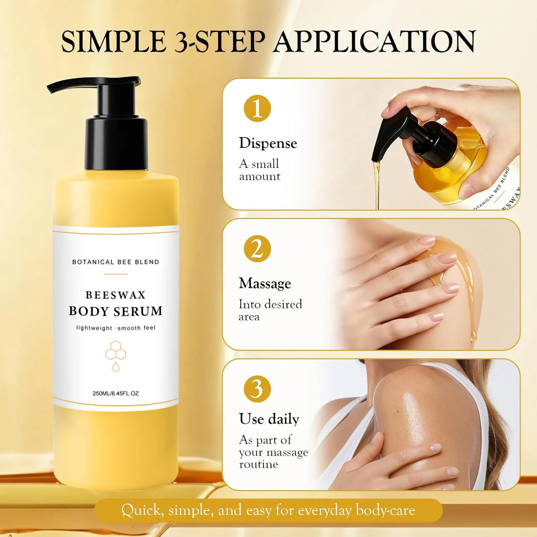 250ml BeesWax Body Serum Body Oil Moisturizer Lightweight Wet Skin Formula for Soft, Radiant Skin Natural Antioxidant-Rich Serum