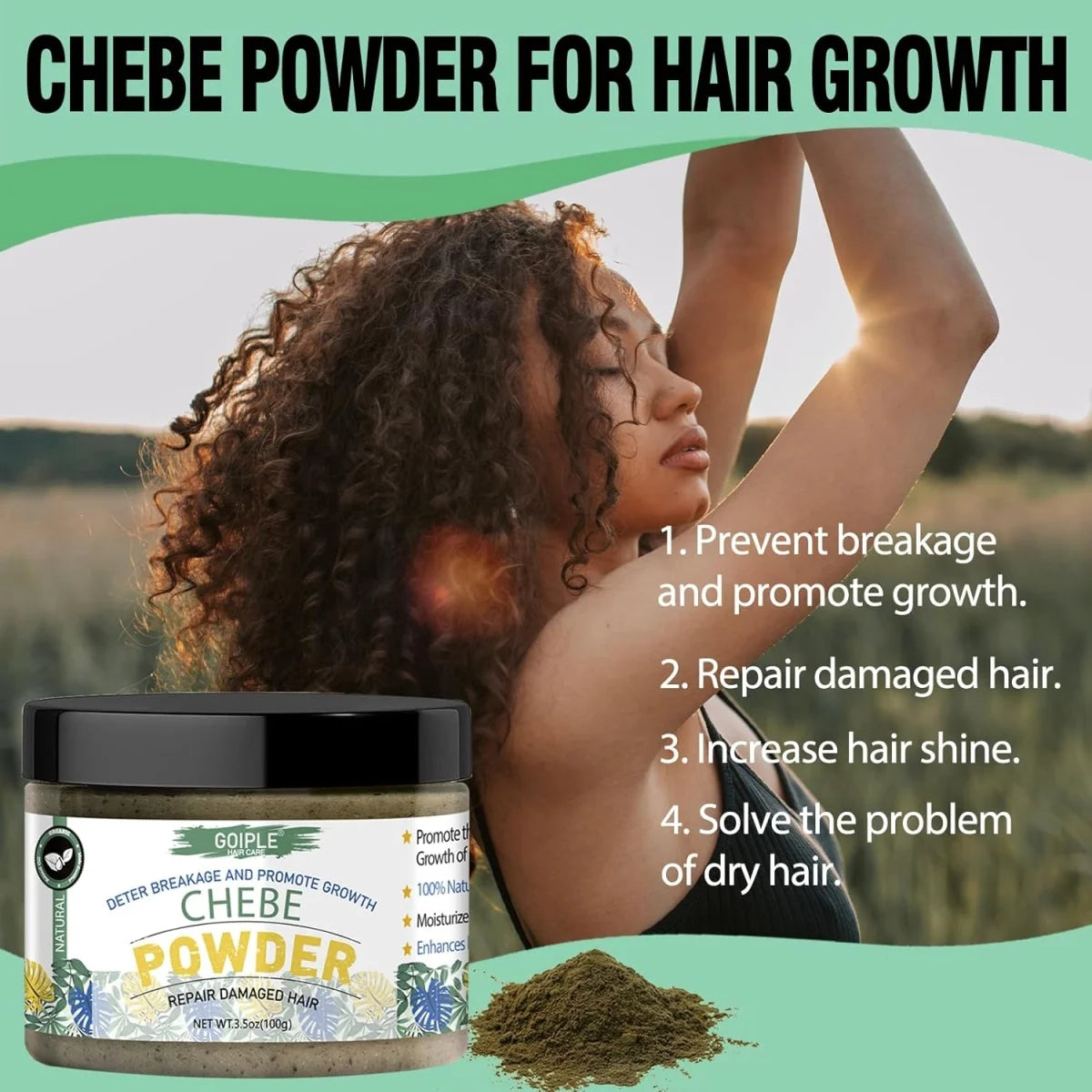 GOIPLE Hair Growth Product African Chebe Powder and Hair Growth Oil Hair-loss Treatment Rosemary Extract Oil Anti Hair-break Set