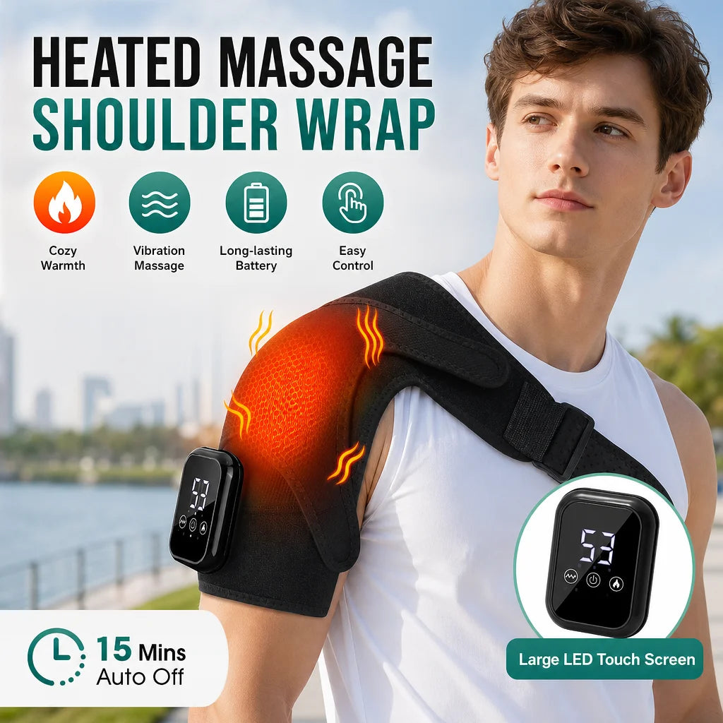 Cordless Electric Heated Shoulder Brace Hot Compress Protect  Vibration Massage Thermal Shoulder Pad Massager Muscle Joint Relax