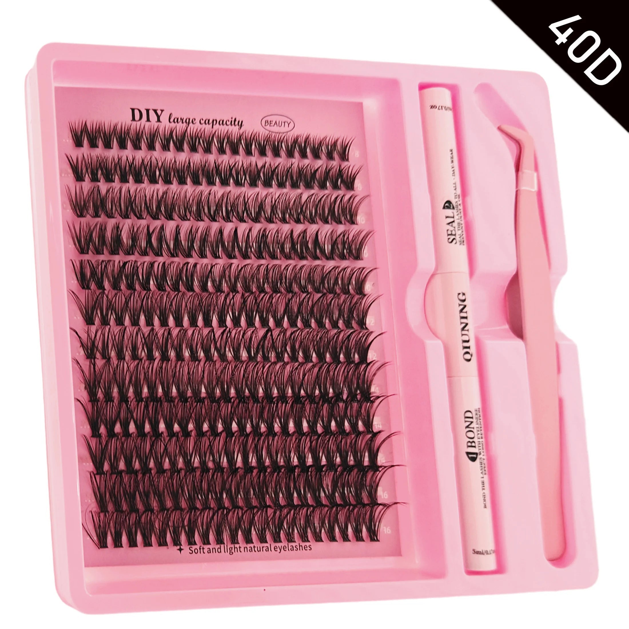 QIUNING Eyelash Clusters Kit Fluffy Individual Lashes Lash Bond and Seal and Remover Faux Mink Lashes Eyelash Extension DIY Halalzen