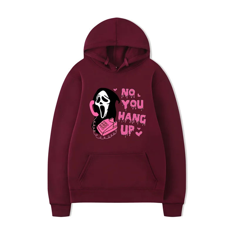 No You Hang Up Halloween Hot Selling Hoodie Colorful Printed Harajuku Hip Hop Long Sleeve Loose Hoodie Casual Top