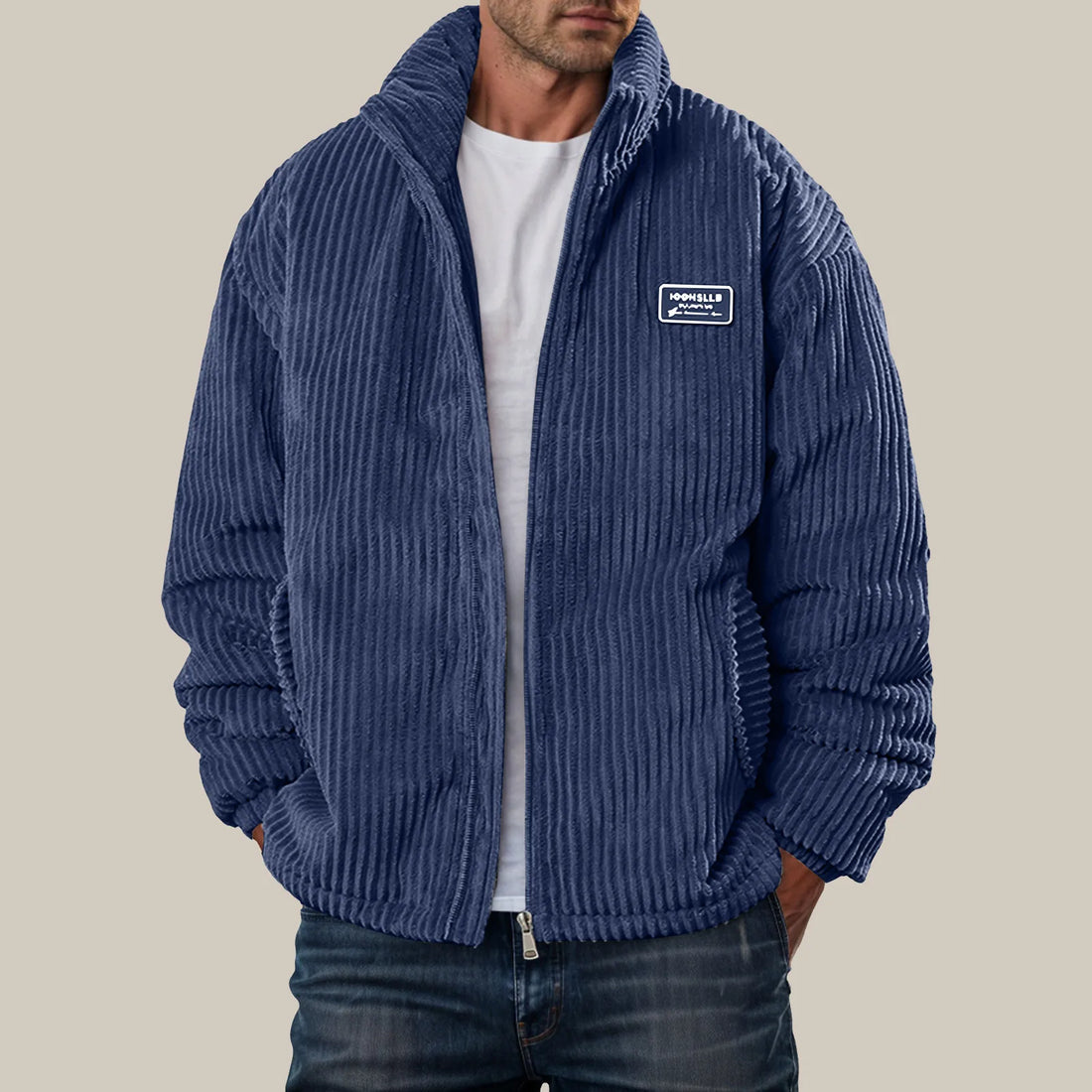 Men's Corduroy Winter Down Coat Streetwear Thick Cotton Padded Jacket Outdoor Turtleneck Zip Up Warm Quilted Parkas Men Clothing