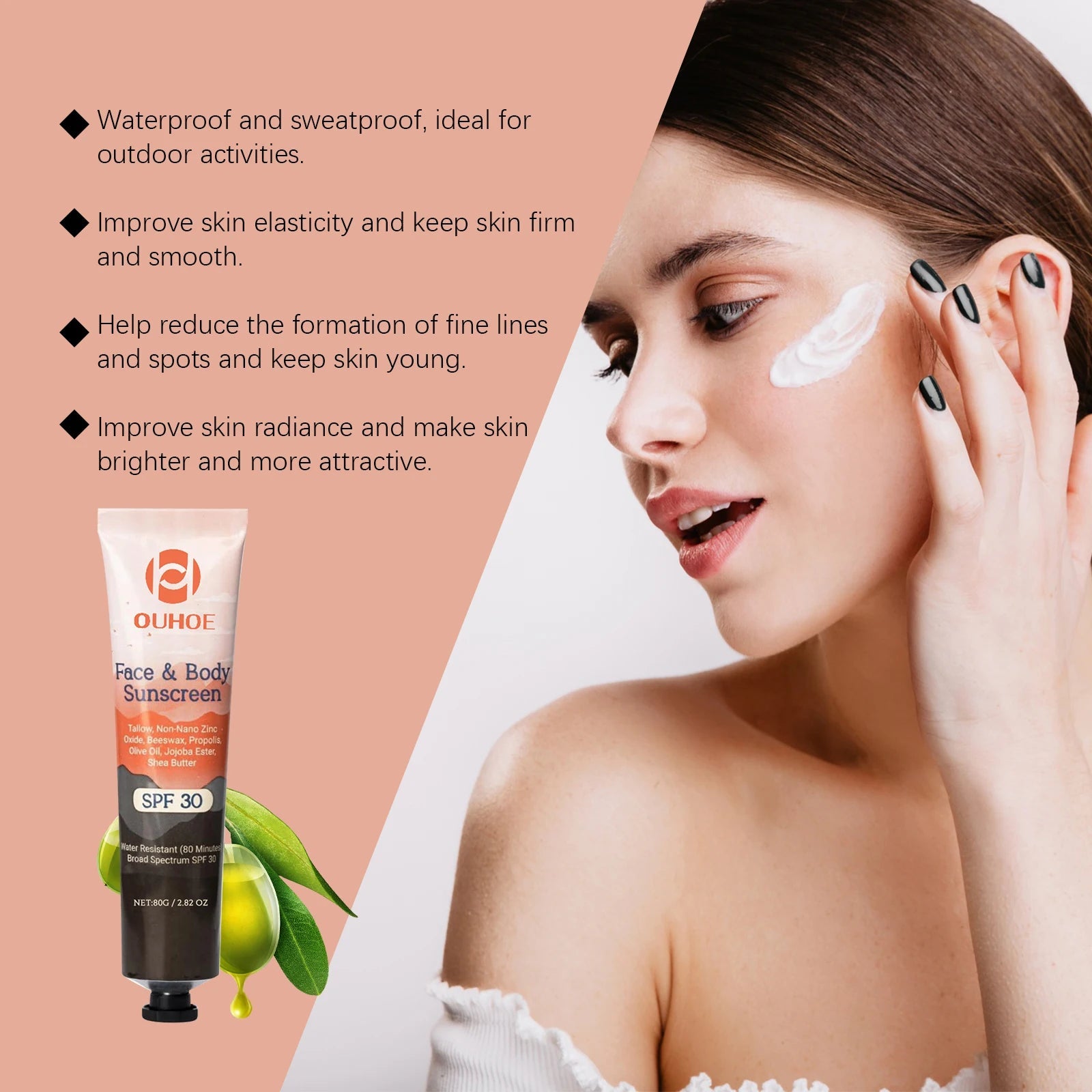 Facial Body Sunscreen UV Protection Waterproof Oil Control Sunblock Moisturizing Brightening Refresh Summer Anti Sunburn Spf30+ Halalzen