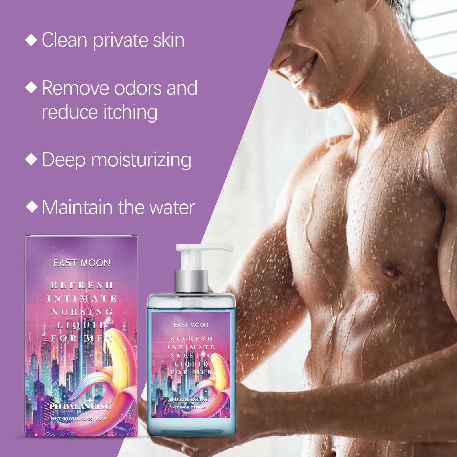East Moon Men's Grooming Shower Gel Body Odor Cleansing with Long-Lasting Fragrance Skin Care Moisturizing Shower Gel Halalzen