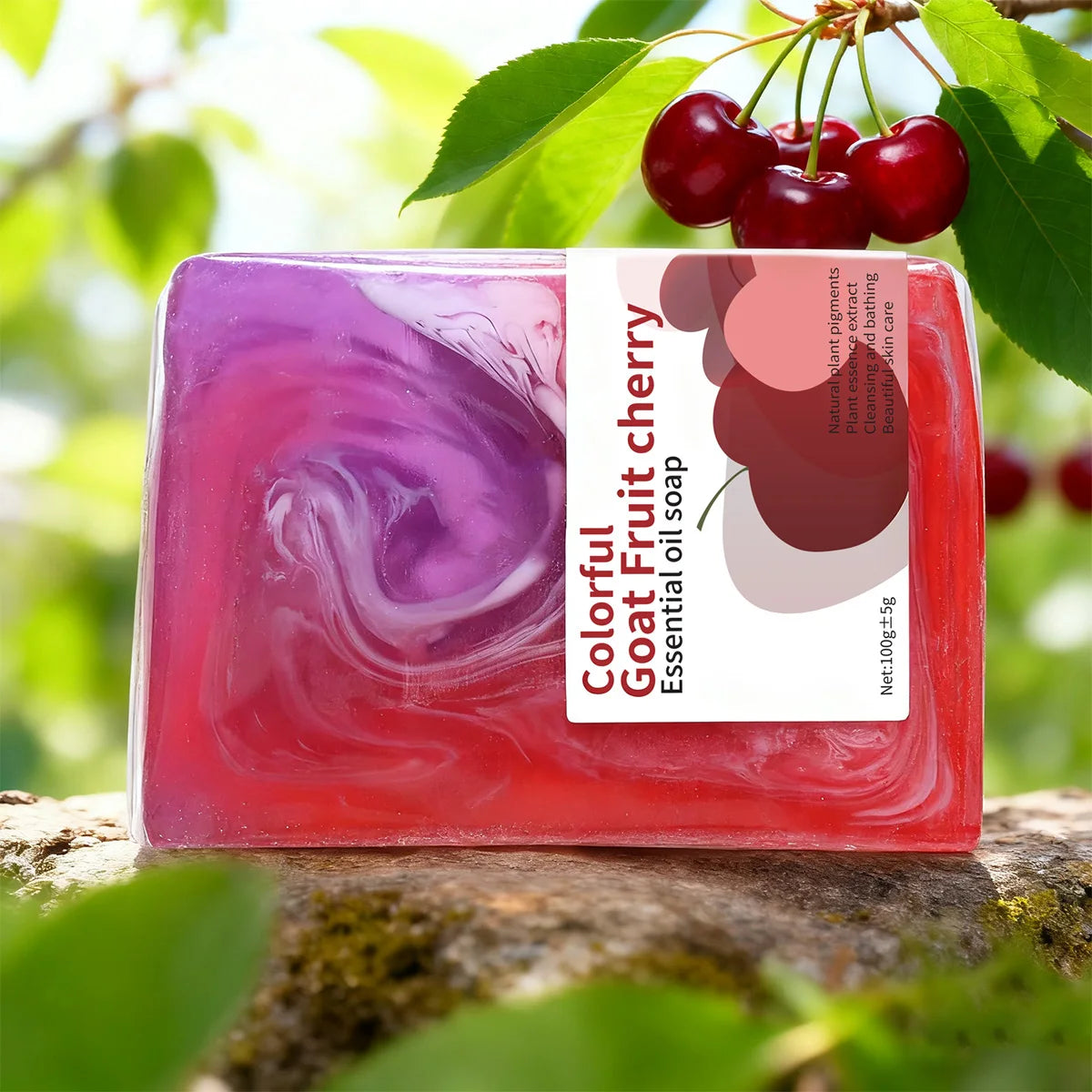 Fruit Cherry Organic Handmade Soap Natural Cherry Essence Nourishes Skin Moisturizing Cleansing Whitening Soap Halalzen