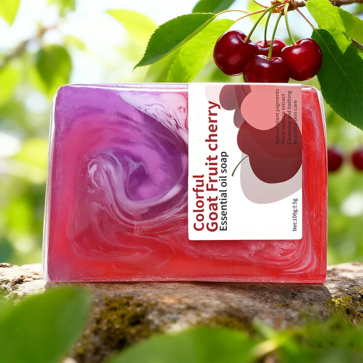 Fruit Cherry Organic Handmade Soap Natural Cherry Essence Nourishes Skin Moisturizing Cleansing Whitening Soap Halalzen