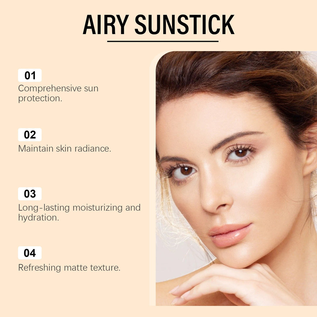 EELHOE 23g Moisturize Airy Sunstick SPF50+ Anti-UV Long-lasting Protector High Coverage Matte Natural Sunscreen Cream Skin Care Halalzen