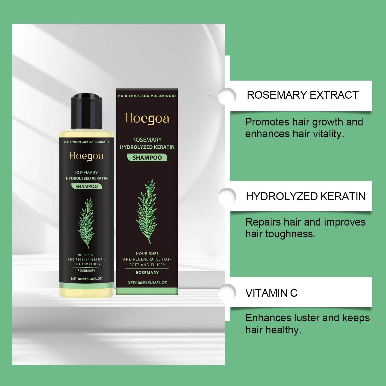 Rosemary Shampoo,Hair Growth Deep Clean Scalp,Anti Dandruff Oil Control Strengthen Root Nourish Volumizing Thickening Hair Care
