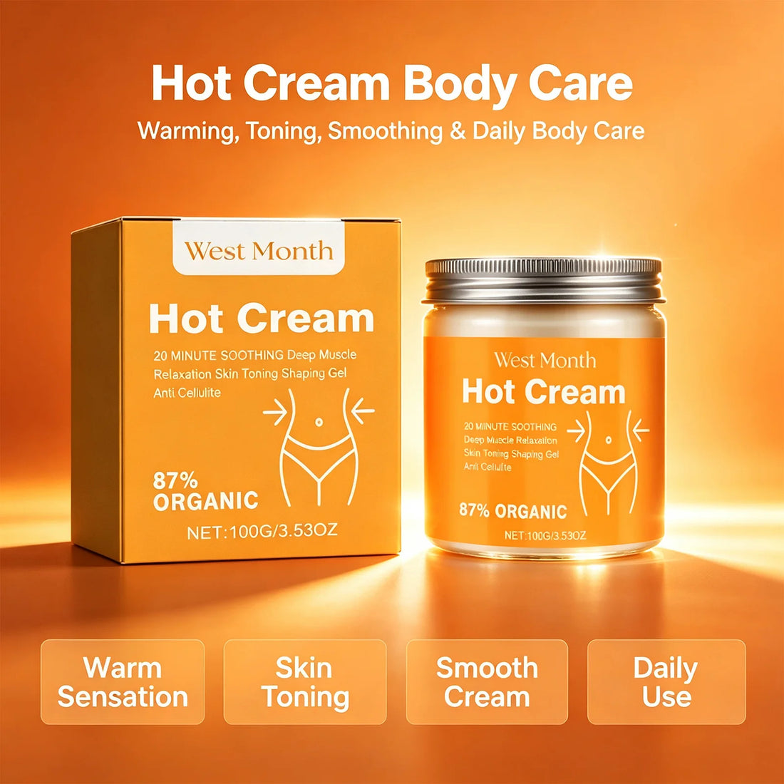 West Month Firming Body Cream Tightens Skin Boosts Elasticity Lightens Fine Lines Hydrates and Moisturizes Brightens Skin Tone