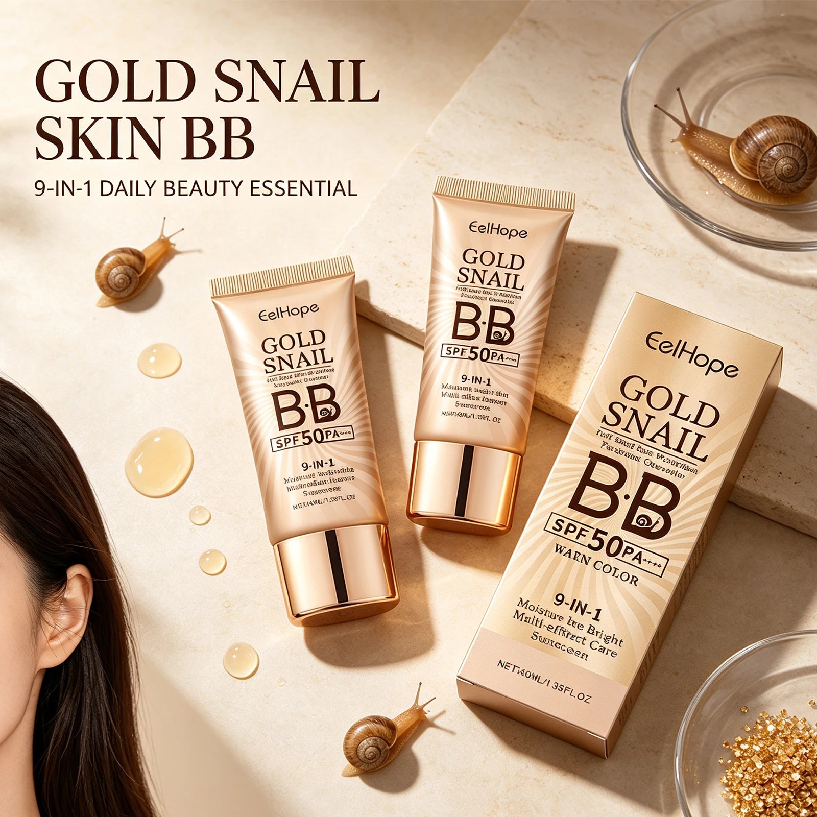 9-in-1 Moisture Bright Skin Multi-effect Restore Sunscreen Foundation Cream Long Lasting Moisturizing Concealer Natural Fit Skin