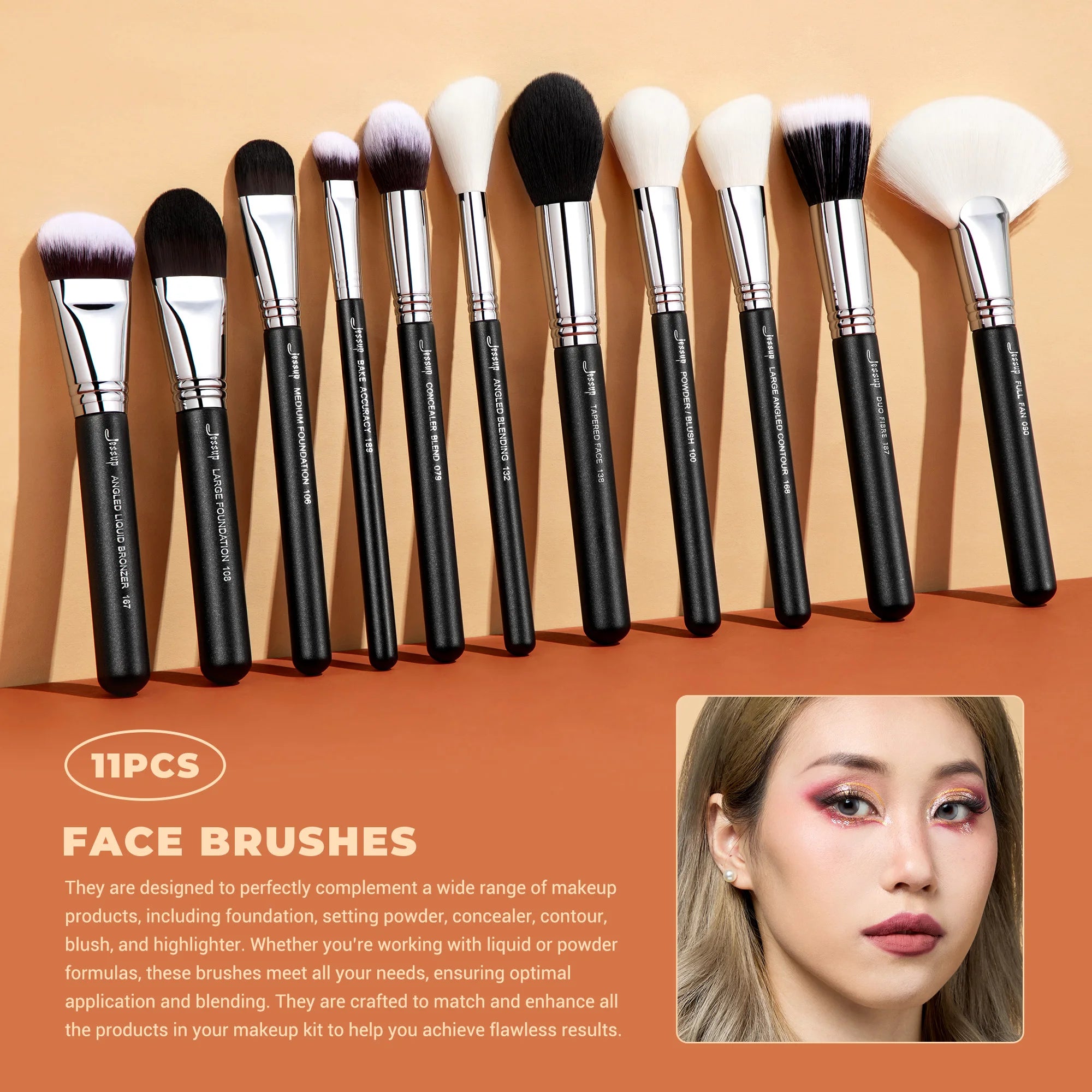 Jessup Makeup Brushes Set Professional 35pcs Premium Synthetic Labeled Make up Brush for Foundation Eyeshadow Concealer Contour