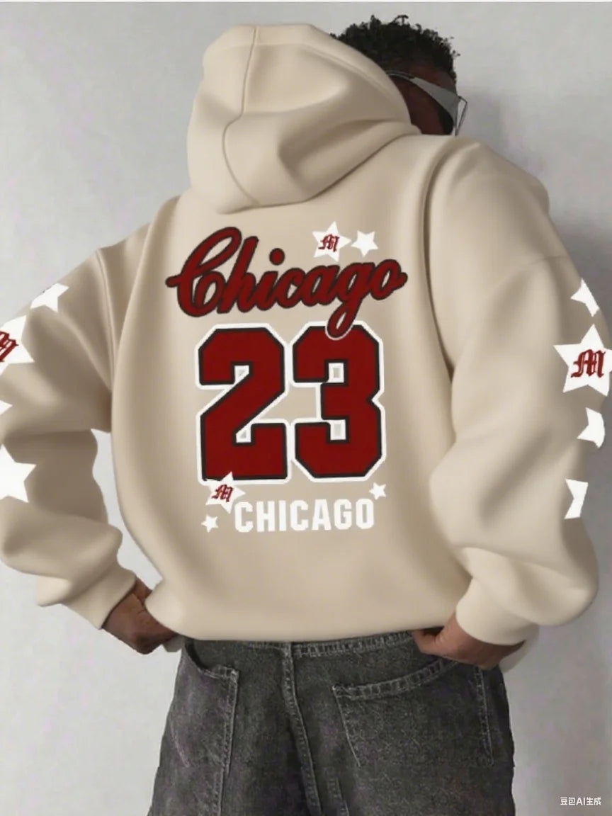 Men's hooded sweatshirt autumn/winter men's Chicago 23 pattern hoodie men's unisex pullover hip-hop style women's hoodie top