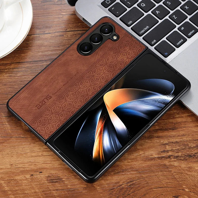 Luxury PU Leather Mobile Phone Case For Samsung Galaxy Z Fold 7 6 5 4 3 Bumper Coque Back Cover For Galaxy Z Fold 5 4 3