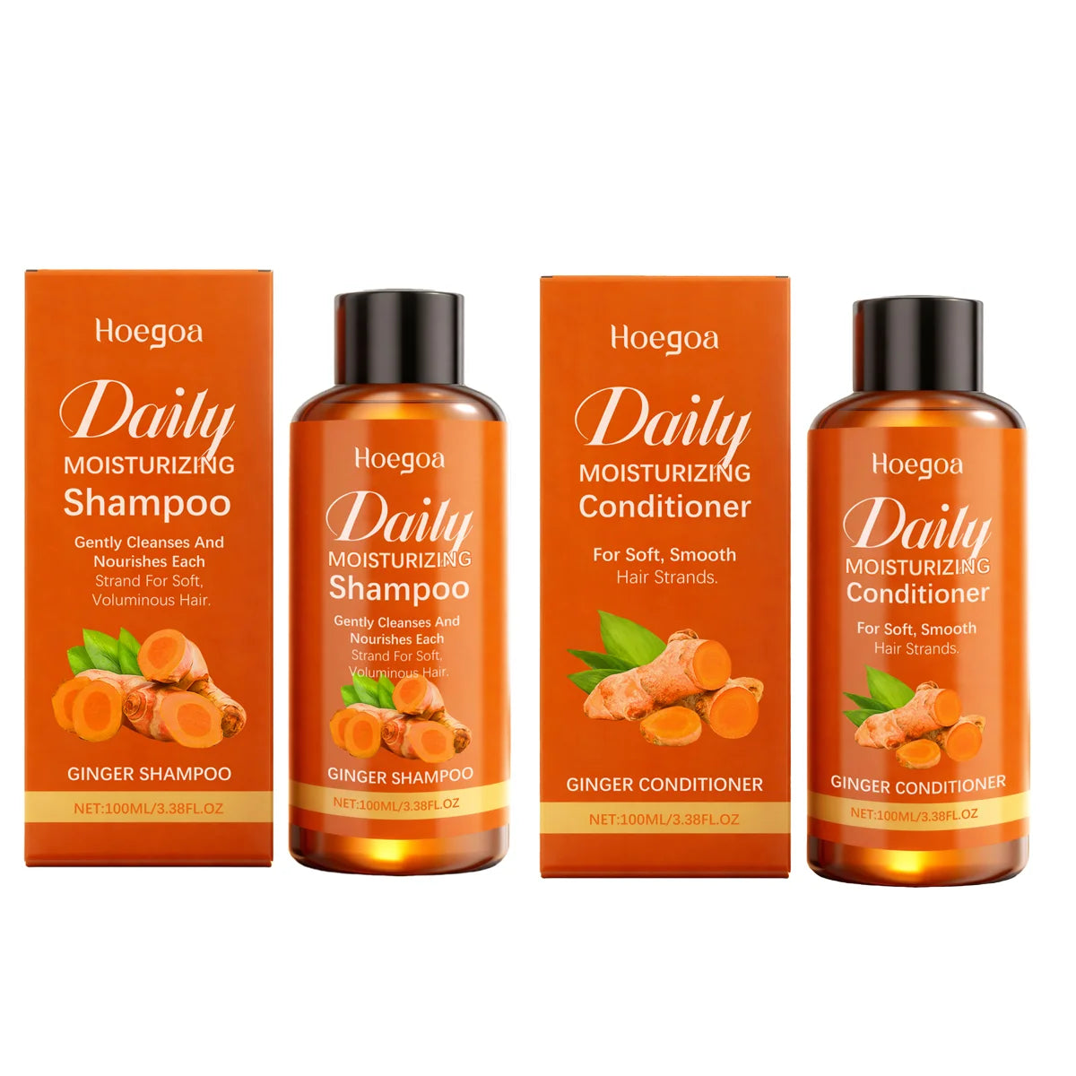 Turmeric Shampoo and Conditioner Set Growth Dry Scalp Care Allantoin Treatment Moisturizing Strengthening Volumizing Shine 100ml Halalzen