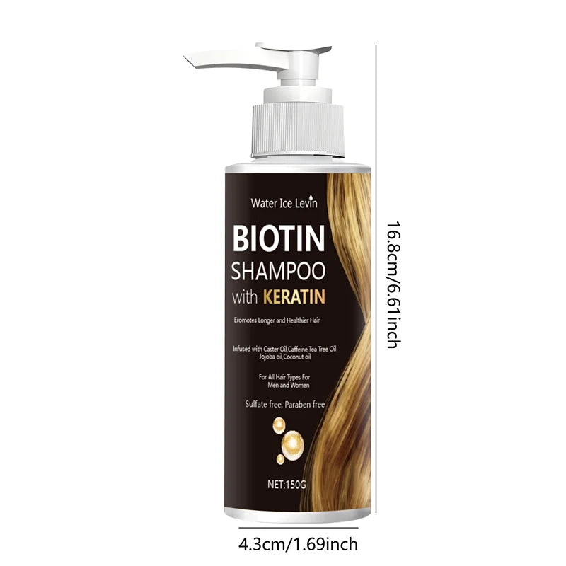 Water Ice Levin Biotin Keratin Shampoo – Strengthens Hair, Boosts Health Deep Moisture, Thorough Cleansing. All Hair Types. Halalzen