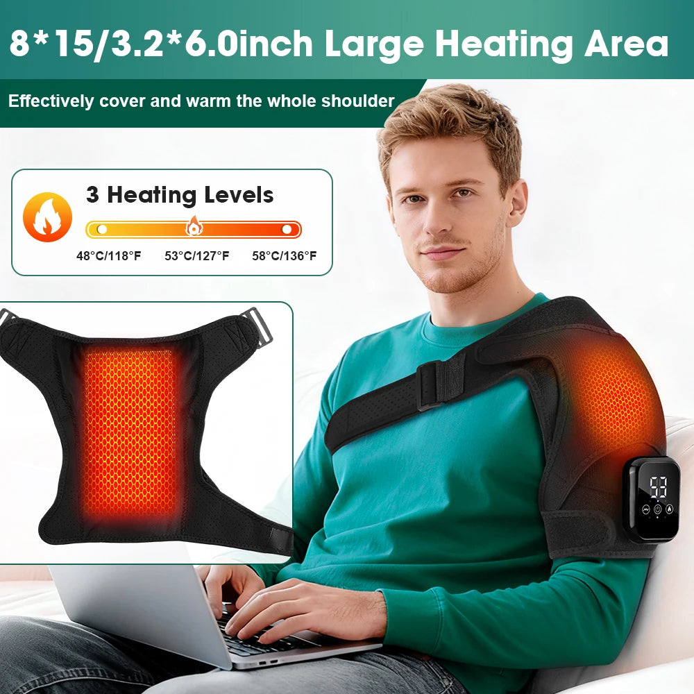Cordless Electric Heated Shoulder Brace Hot Compress Protect  Vibration Massage Thermal Shoulder Pad Massager Muscle Joint Relax