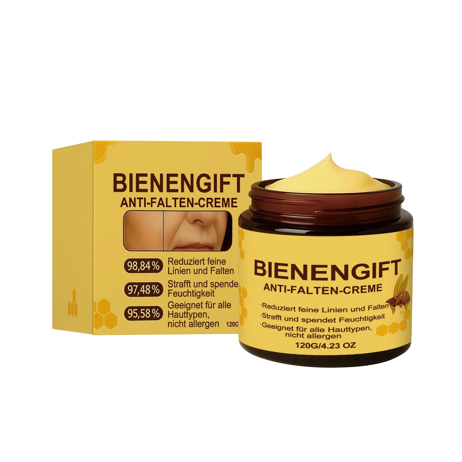120g Bee Venom Skin Restoration Cream Skin Barrier Reduce Redness Sensitive Blemish Remover  Firming Deep Moisturizer Face&Body