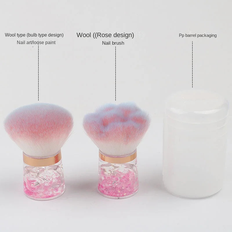 New fashion pink hair nail Dust Brush Portable blush Powder Brush Advanced Beauty tool makeup brush Halalzen