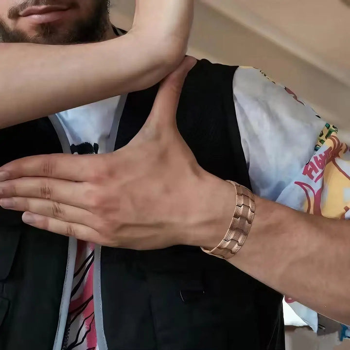 Pulsera de cobre magnética de 3 hileras para hombres - Brazalete ajustable con herramienta gratuita, regalo de San Valentín para papá y esposo