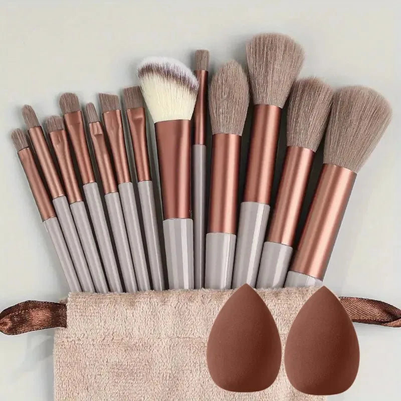 13Pcs Soft Fluffy Makeup Brushes Set for Cosmetics Foundation Blush Powder Eyeshadow Kabuki Blending with Makeup Sponge Egg