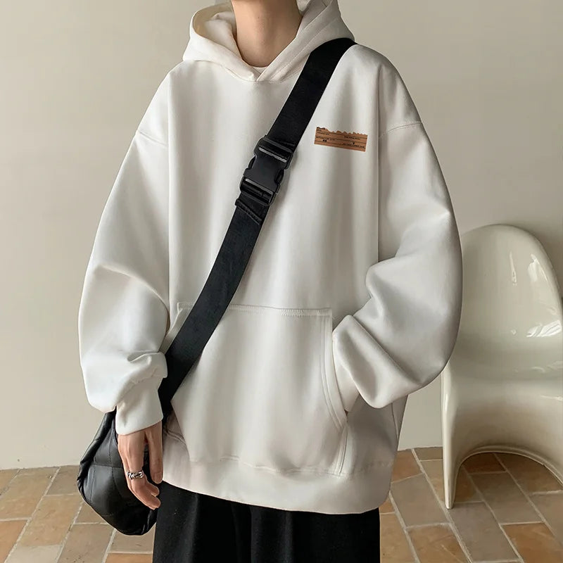 2025 New Suede Hooded Sweatshirts For Men Autumn Y2K Streetwear Printed Hoodies Hip Hop Fashion Retro Fleece Hoody Clothes