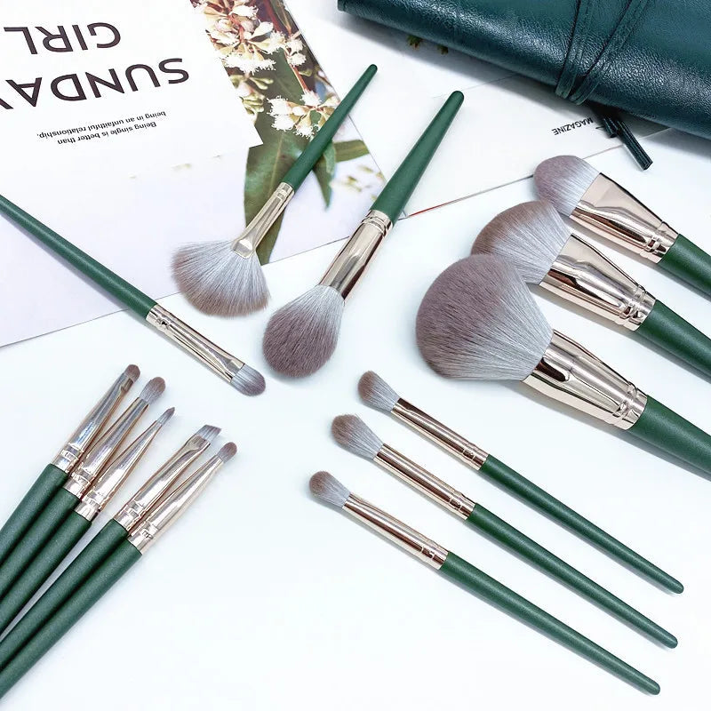 KLINA 14Pcs Makeup Brushes Soft Makeup Tools Cosmetic Powder Eye Shadow Foundation Blush Blending Detail Eyebrow Lip Beauty Halalzen