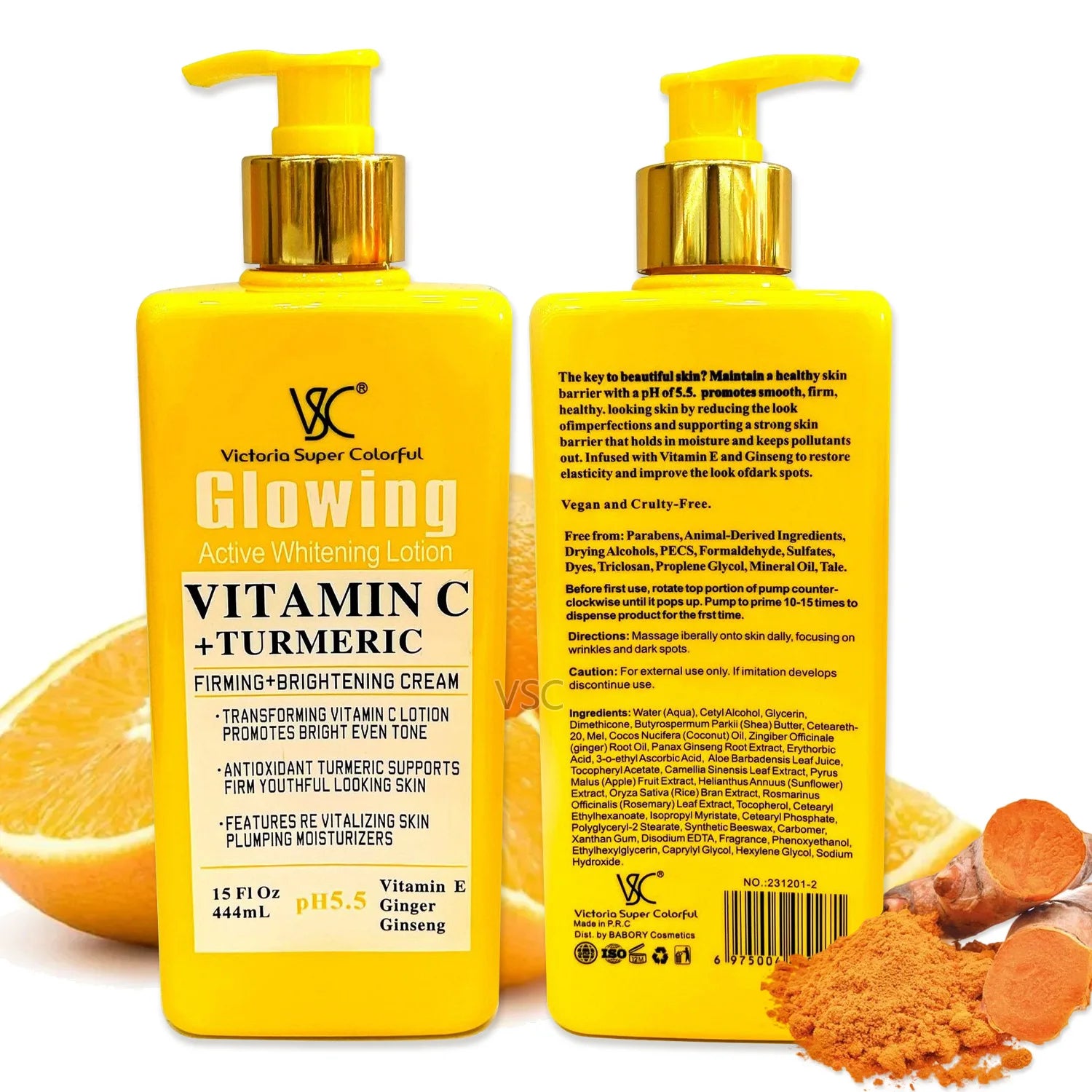 Natural  Vitamin C Turmeric Brightening Body Lotion, Reduce Blemish, Acne, Smooth ,Glowing & Hydration Cream, For All Skin Types