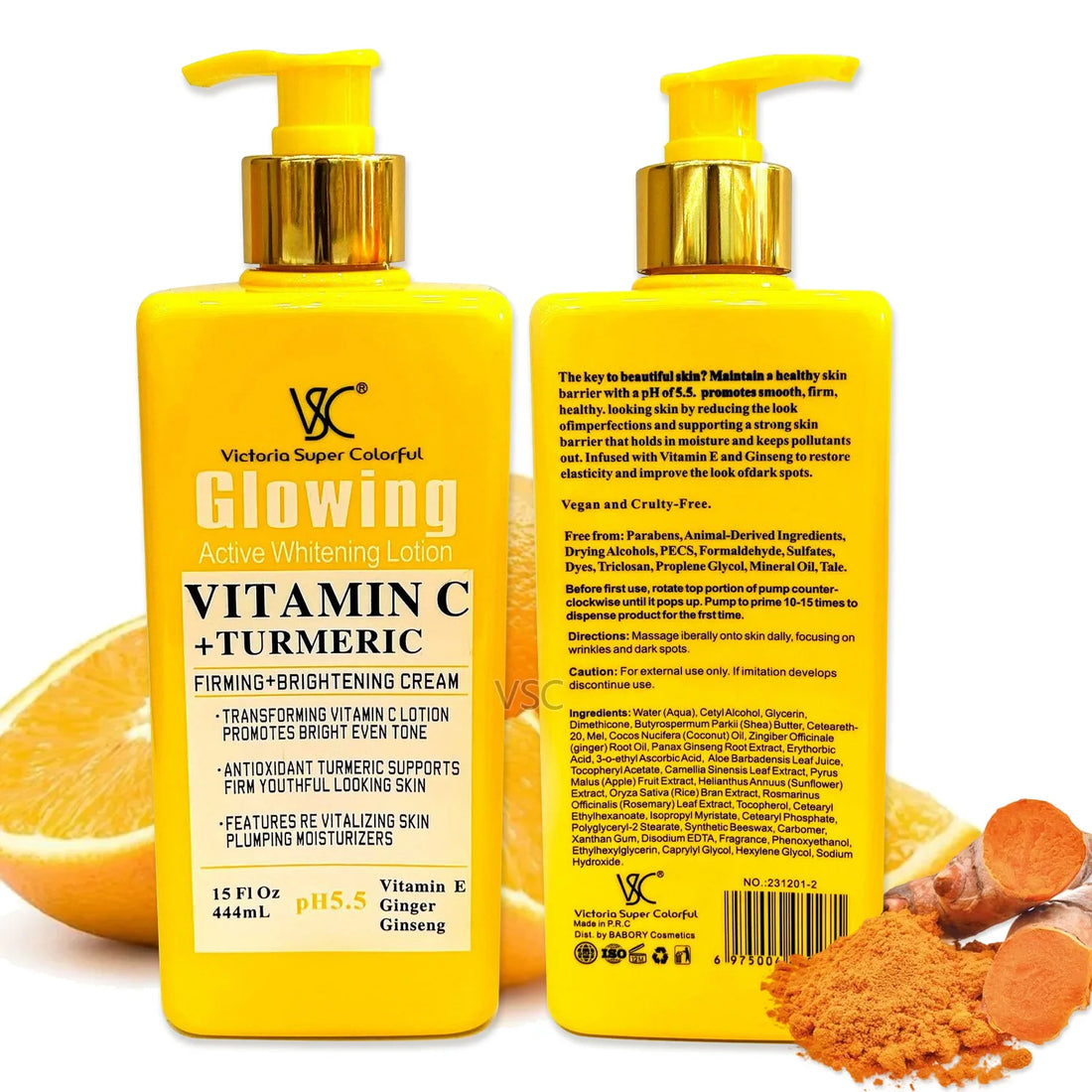 Natural  Vitamin C Turmeric Brightening Body Lotion, Reduce Blemish, Acne, Smooth ,Glowing & Hydration Cream, For All Skin Types