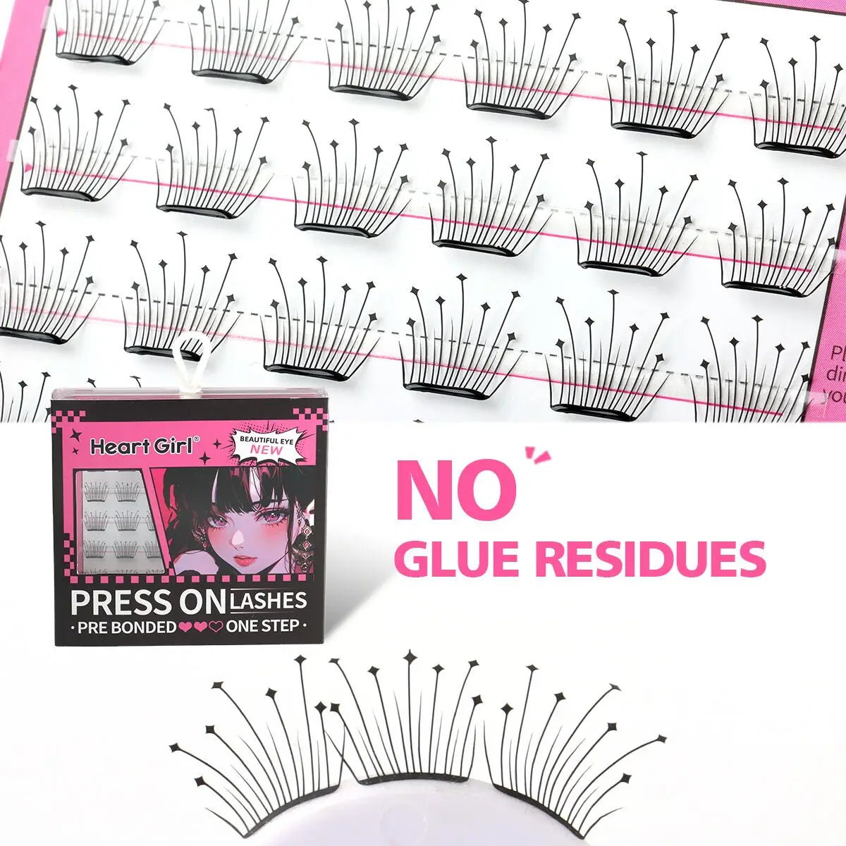 Glue-free False Eyelashes Fluffy Thick & Curled Daily Party Lash Star Butterfly Manga Clusters DIY Eyelash Extension Makeup Tool