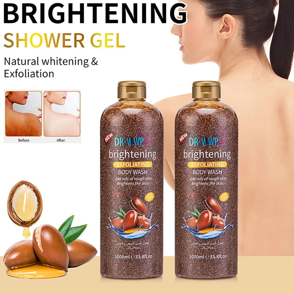 1000ml Lavender Kojic Acid AHA Shower Gel Deep Cleansing Brighten Skin Scrub Body Wash Exfoliator Body Care Fragrance Skincare