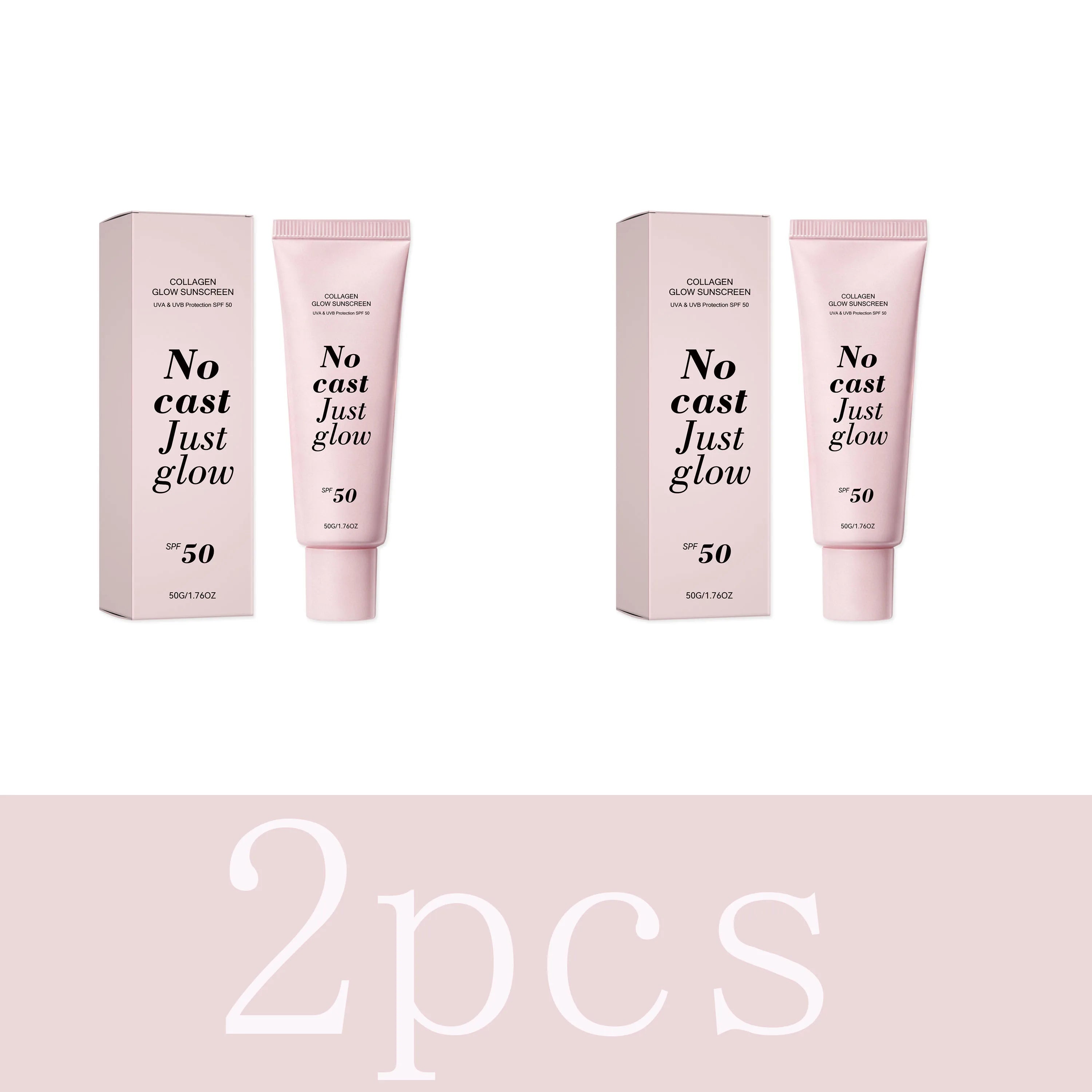 Collagen Glow Sunscreen SPF50 Broad Spectrum UVA UVB Protection No White Cast Lightweight Non Greasy Hydrating Sun Lotion For Se
