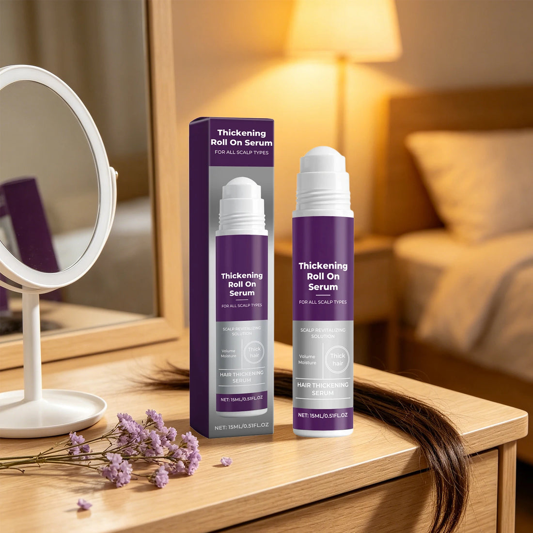 Hair Thickening Revitalizing Serum Roll-On Boost Hair Volume & Thicken Fine Hair,Follicle Nourishing Anti Hair Loss Hair Care
