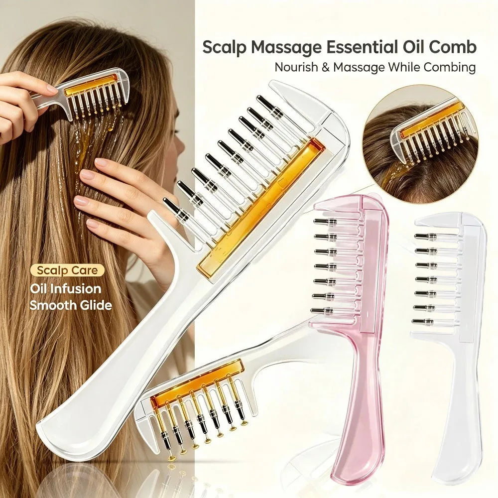 Scalp Applicator Liquid Comb Essential Oil Infusion Hair Comb Rolling Ball Scalp Massager  Essential  Applying Hair Styling Tool