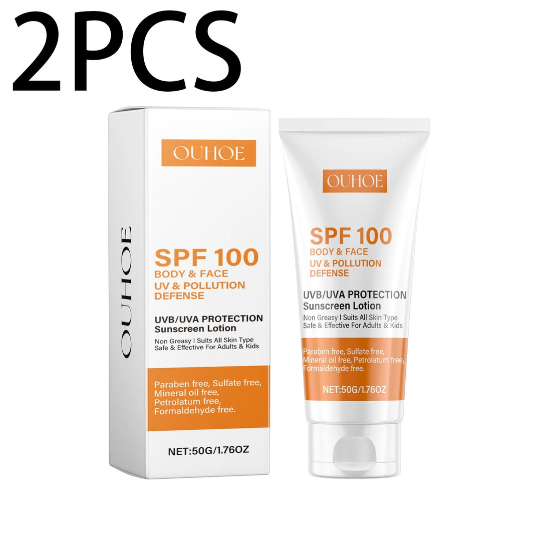 Face & Body Sunscreen Non-Greasy SPF 100+ Facial Sunblock UVA & UVB Protection Sunblocking Cream Anti Aging for Summer Beach Halalzen