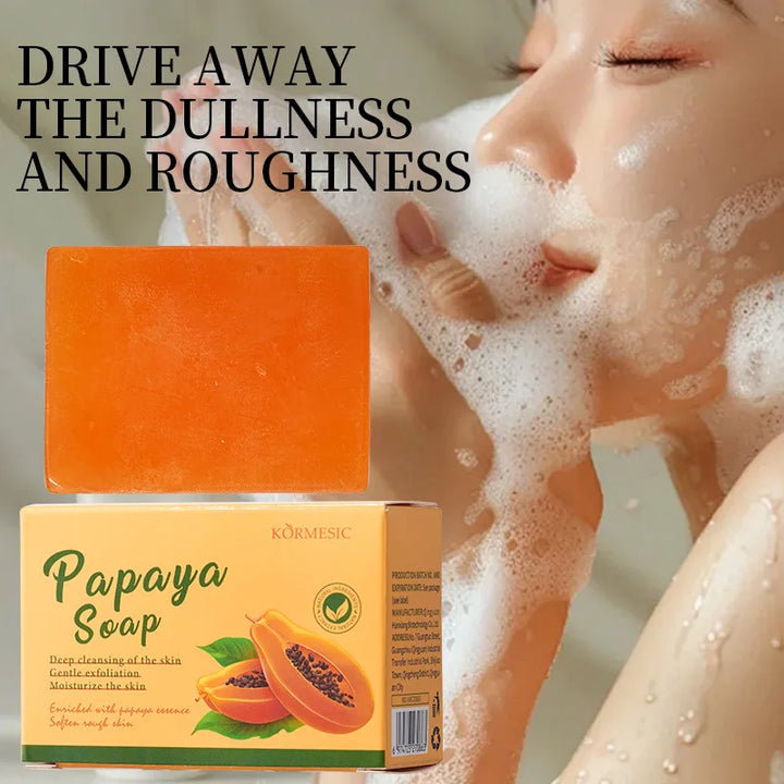 100g KORMESIC Hand Made Papaya Soap Shower Facial Soaps for cleansing anti-acne whitening brightening removing acne