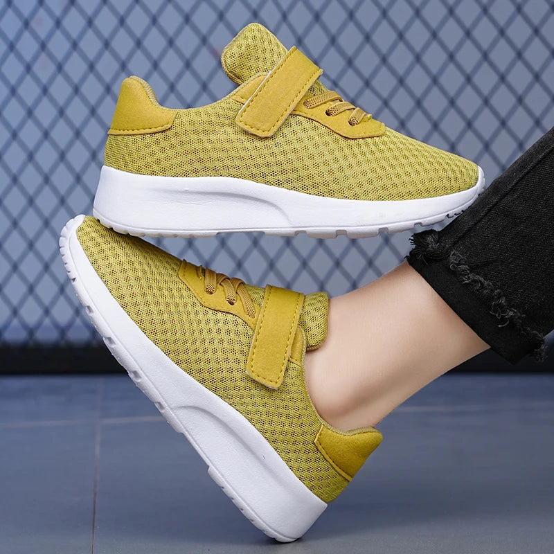 Children's shoes, girls' running and sports shoes, big children's and girls' breathable mesh surface, student shoes, soft soles,