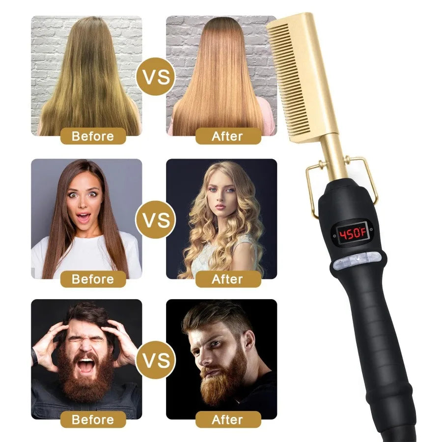 2-in-1 Wet & Dry Volumizing Curling Iron — Electric Curling & Straightening Comb | Ideal Gift for Men & Women | A Unique Present