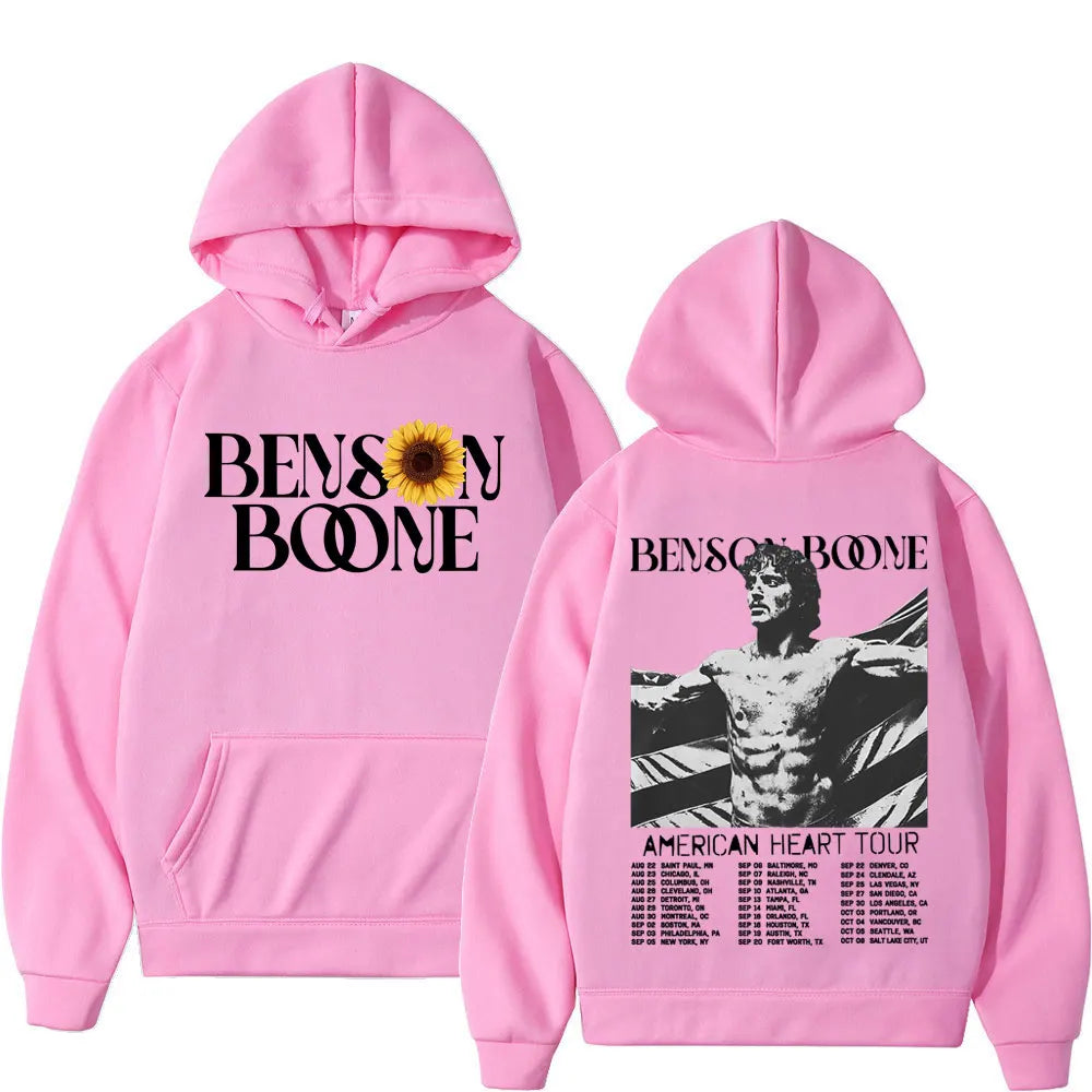 Benson Boone American Heart Tour 2025 Hoodies Men Women Fashion Hip Hop Hooded Sweatshirts Vintage Casual Oversized Pullovers