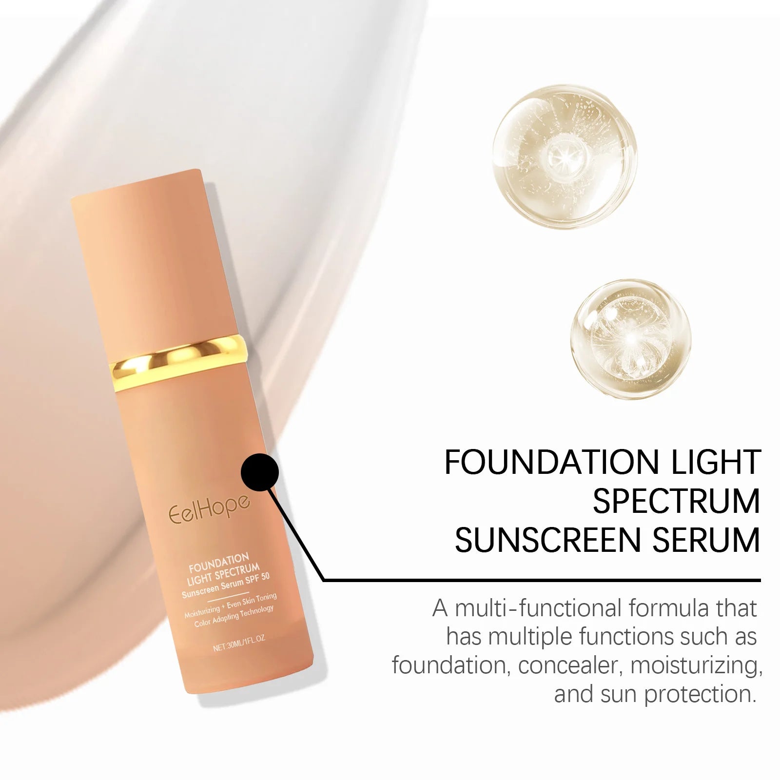 4-in-1 Liquid Foundation Spf 50+ Magic Color Changing Matte Long-Lasting Waterproof Sweating Moisturizing Coverage Makeup Base Halalzen