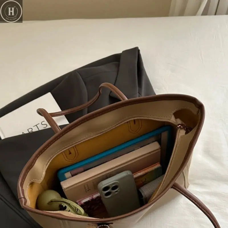 Korean Soft Tote Bag Faionable Commuter Women's Handbag 2025 New Trendy Versatile Oulder Bag High Quali PU Leather HALALZEN