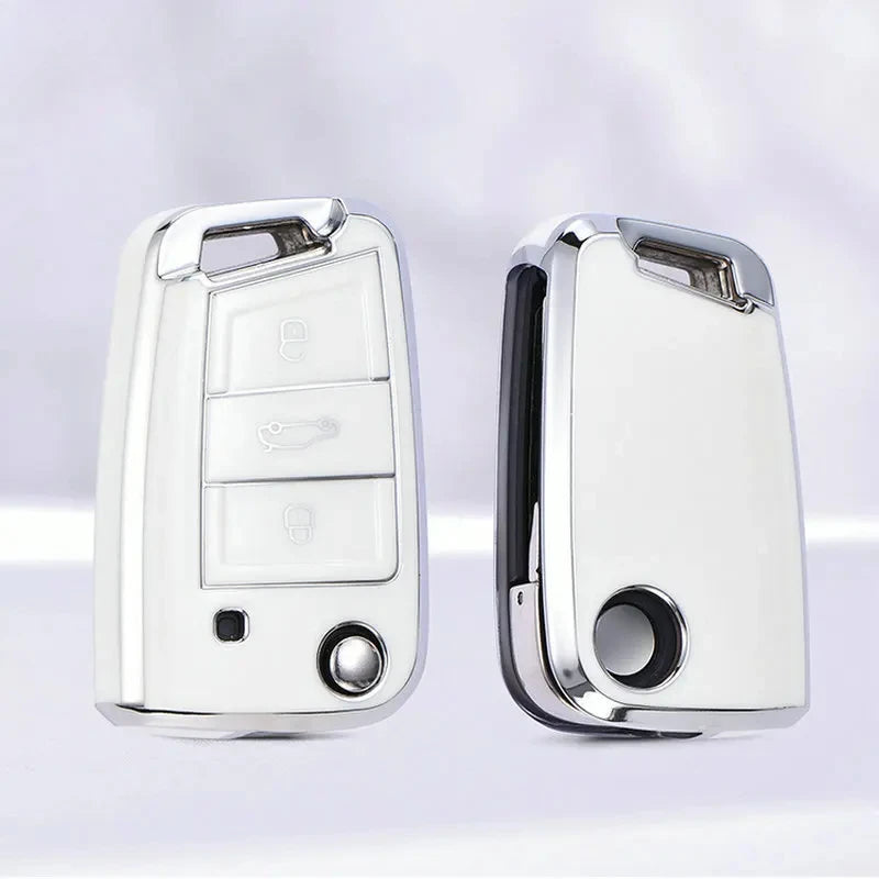 Car TPU Key Case Cover For VW Volkswagen Golf 7 MK7 Tiguan MK2 T-roc T-cross Skoda Octavia Kodiaq Karoq Seat Ateca Leon Fob