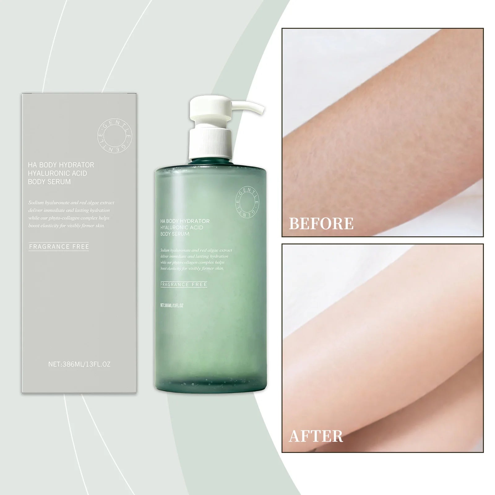 AMZ 386ml Hyaluronic Acid Body Essence Moisturize and Nourish the Body Skin, Elastic, Soft, Smooth, Refreshing and Non-Sticky